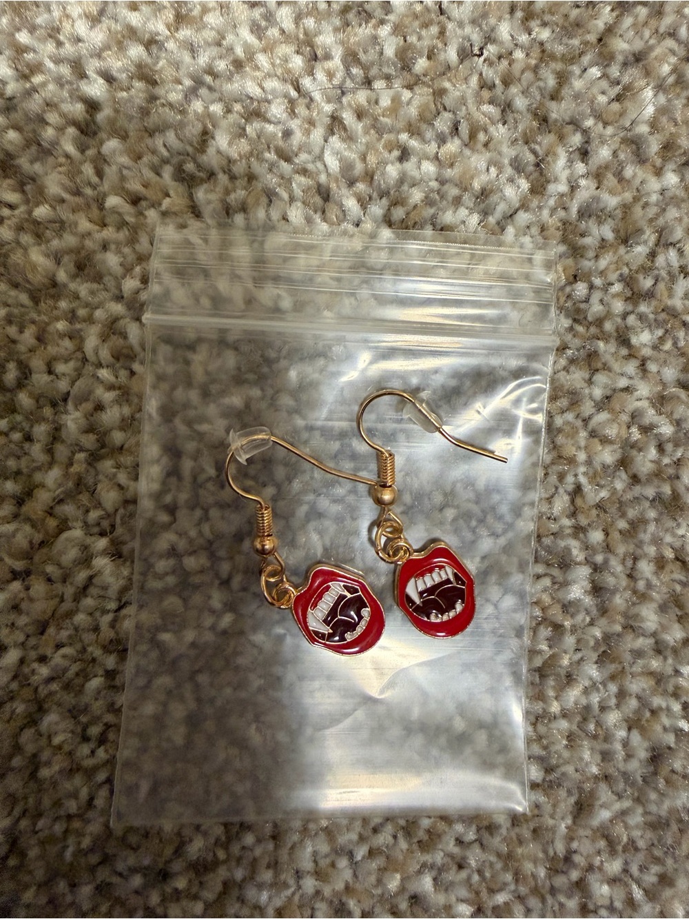 Red Lip Charm Drop Earrings for Women